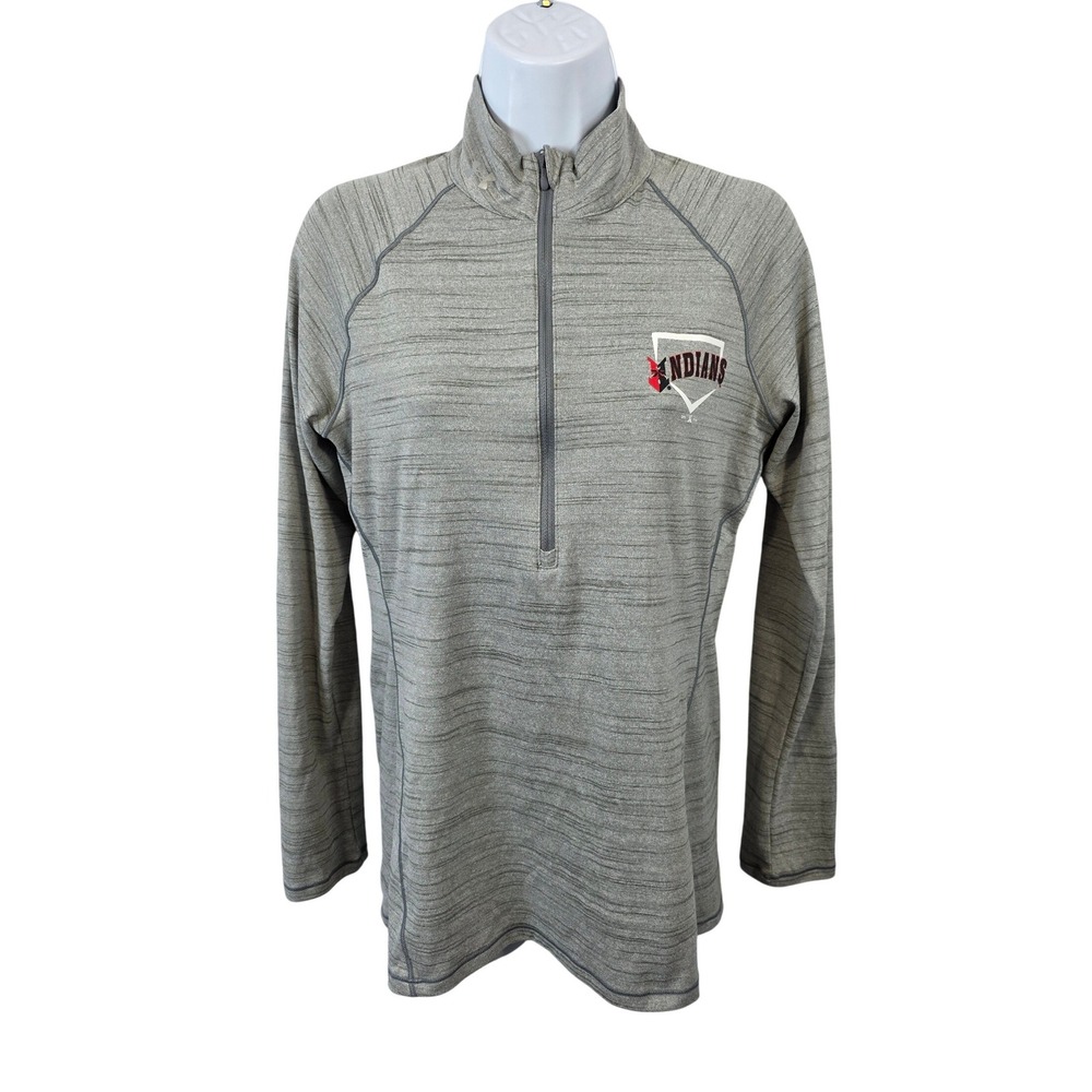 Under Armour Womens Indianapolis Indians Quarter Zip Pullover Grey Space Dye S